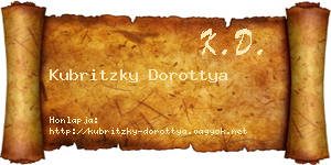 Kubritzky Dorottya névjegykártya